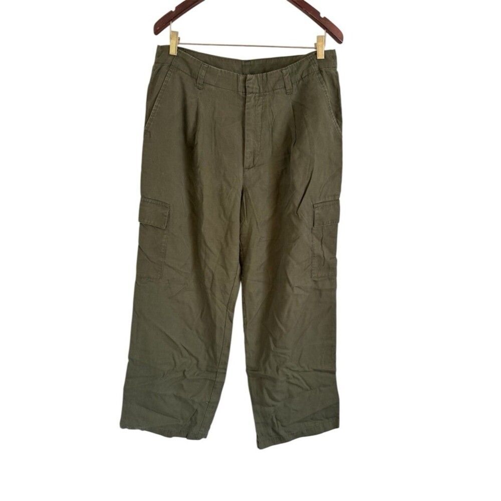 Women’s Olive Green Cargo Pants - Classic Utility Style - Wide leg - Size 12